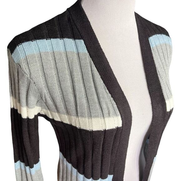 NWT Womens No Boundaries Lace Back Duster Color Block Sweater Cardigan - Sz XS - Picture 6 of 7